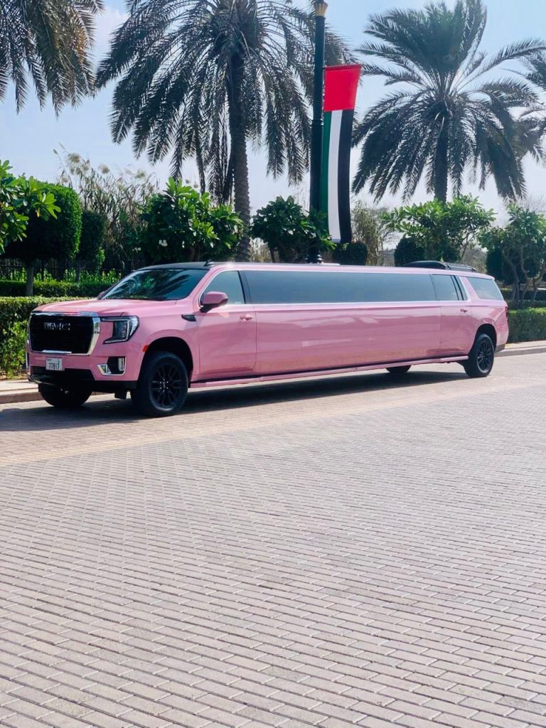 Luxury Pink Limousine Rental In Dubai